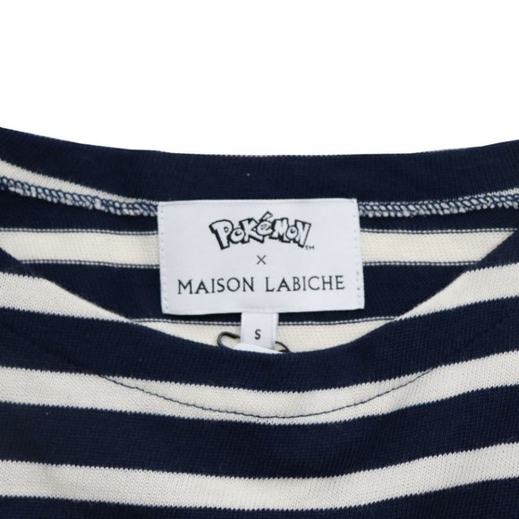 MAISON LABICHE Pokemon Pikachu Stripped Blue SM Embroidered Crewneck Swe… - Picture 2 of 4